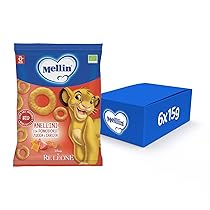 Mellin – Anelli di Pomodoro, Zucca e Carota, Snack Biologico per Bambini dal 12° Mese Compiuto – 6 Confezioni da 15 grammi (Totale 90gr)