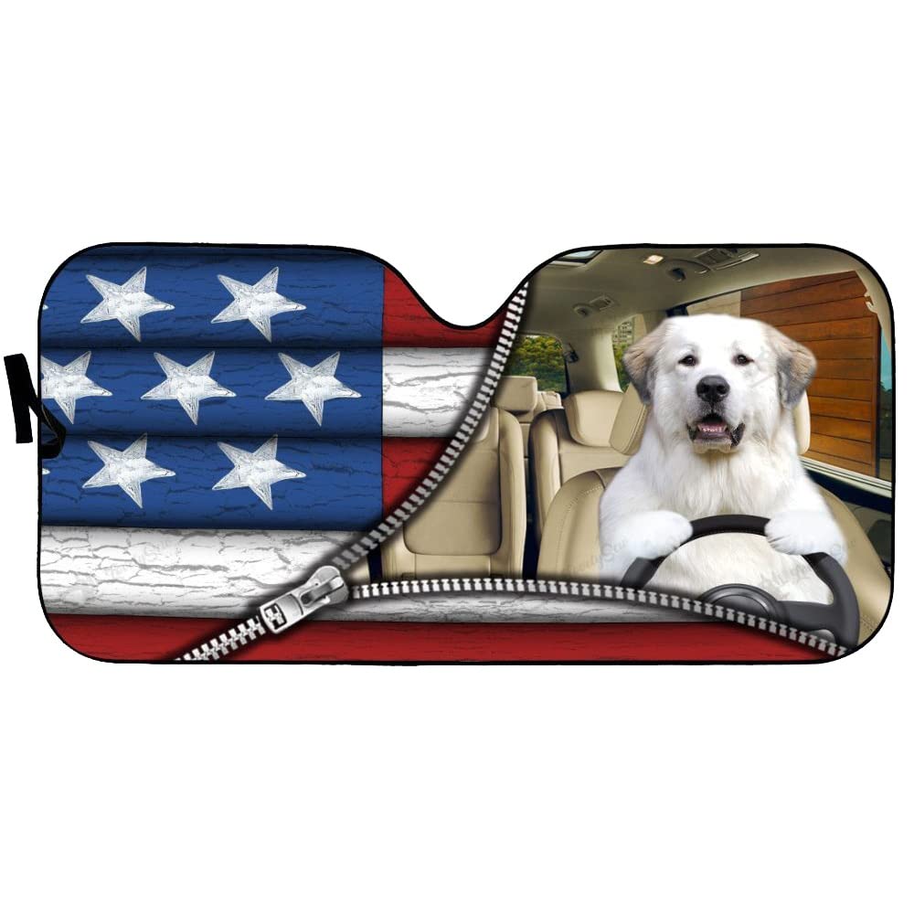 Windshield Sun Shade Great Pyrenees Car Sun Shade Cover Heat and Sun Prevention Keep Car Cool for Most Sedans SUV Truck Automotive 55x30in