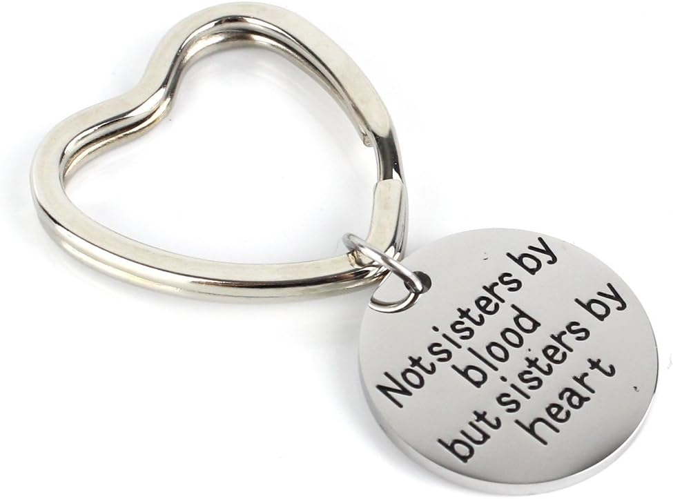 Stainless Steel Key Chain Not Sisters by Blood But Sisters by Heart Pendant Family Friend Gift(Stainless Steel) Keychain Ring - Best Christmas Gift Idea by ELSKA