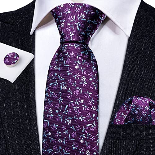 Image of Barry.Wang Ties for Men Silk Tie Sets Polka Dot Woven Necktie Pocket Square Cufflinks Business Wedding