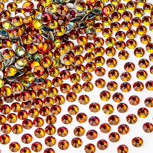 288Pcs Flat Back Glass Rhinestones for Bedazzling(6.5mm,Blaze)