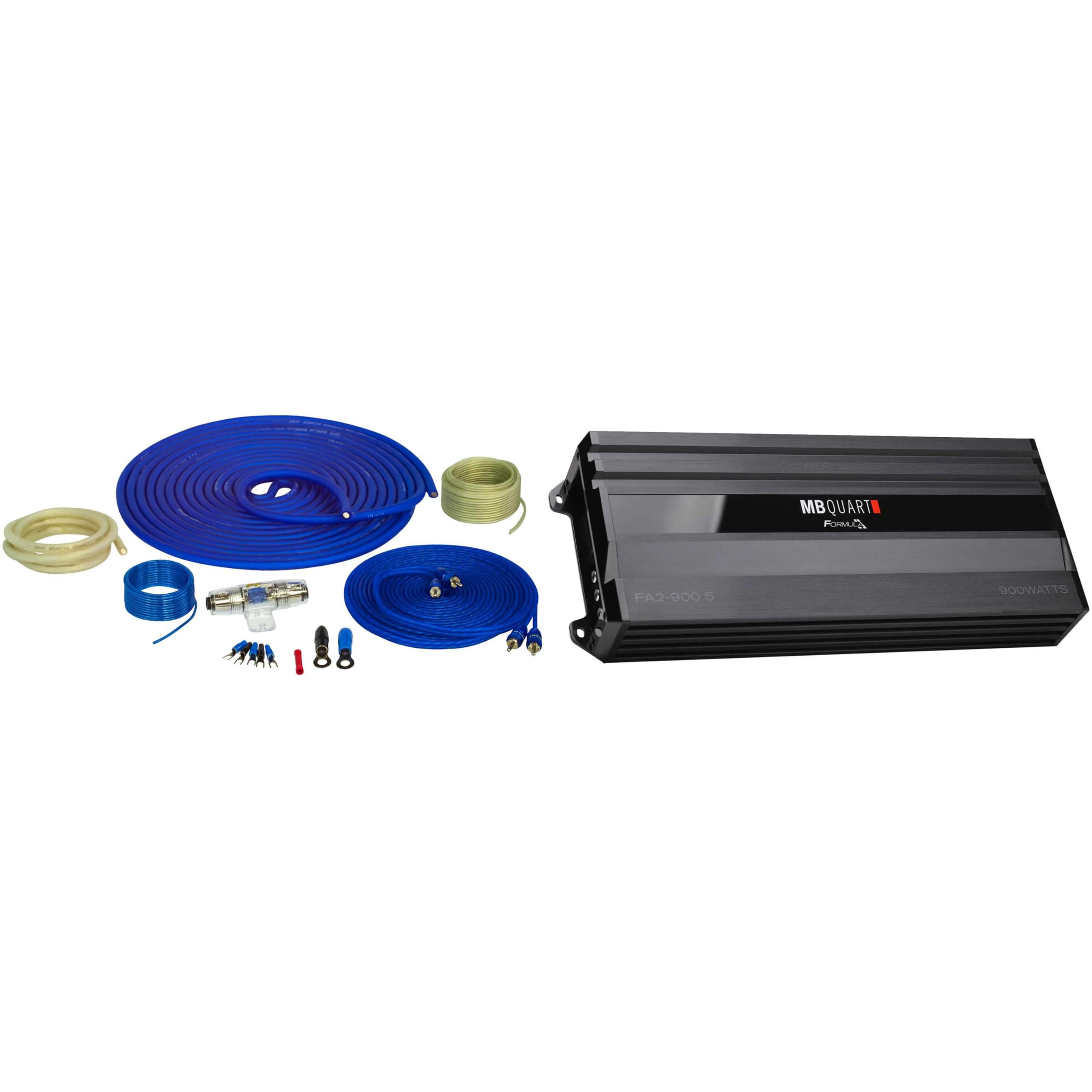 MB Quart FA2-900.5 900 Watt Amplifier 5-Channel Car Audio Amp with Pure Copper 4ga Wiring Kit