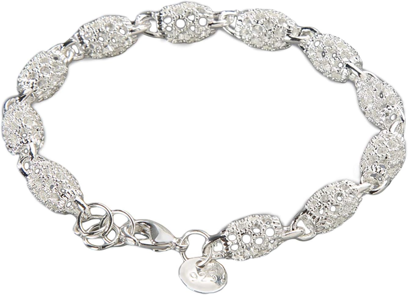 Bracelets braclets 925 Sterling Silver Bracelets Fashion Vintage Couples Hollow Wavy Design Bangles Party Jewelry Bangle (Style #1, 925 Silver Bracelet)