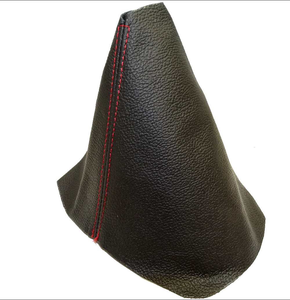 The Tuning-Shop Ltd for Volkswagen Beetle 1997-2011 Black Leather Shift Boot Red Stitching