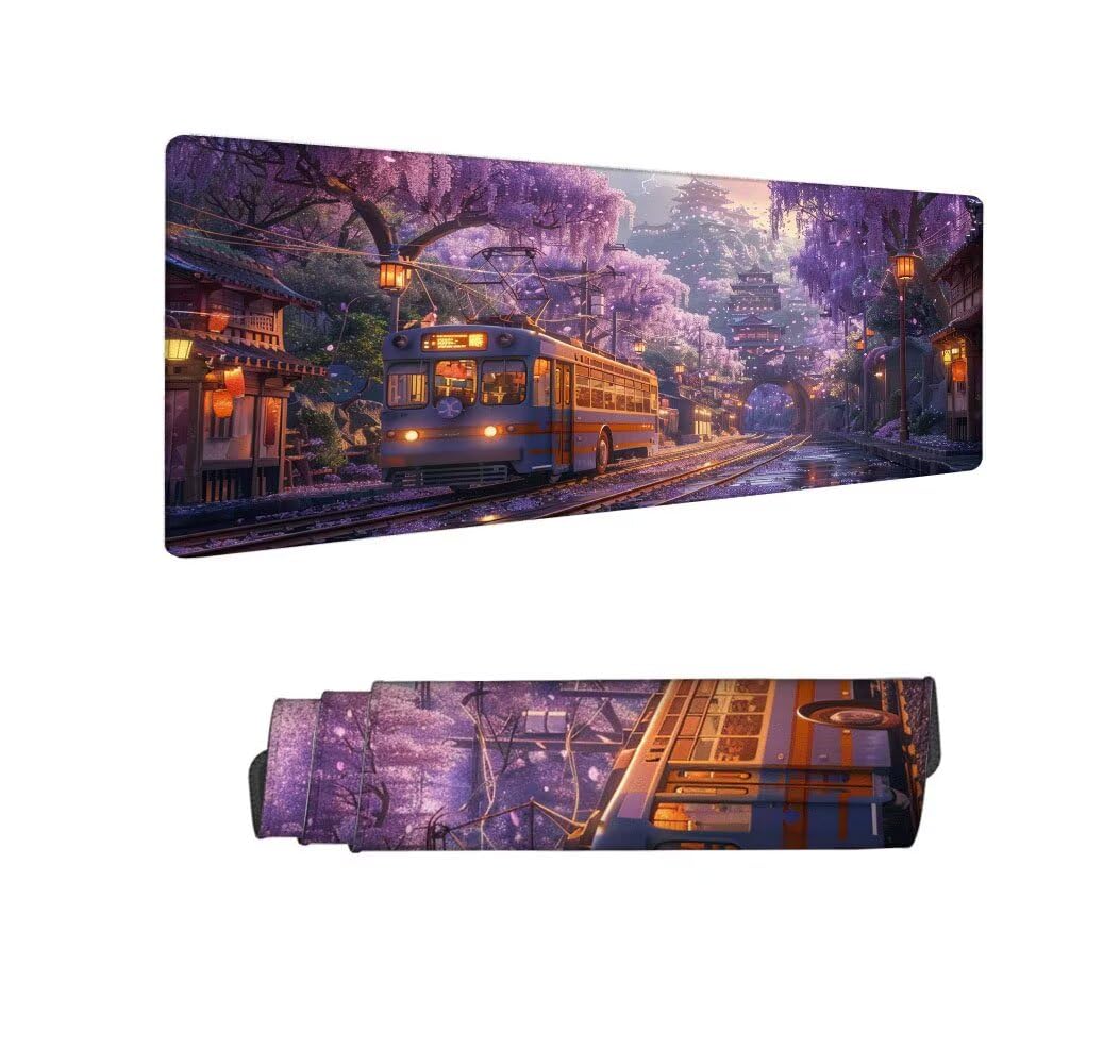 Giappone Tappetino Mouse XXL 1000x500x3mm, Gaming Tappetino Mouse Treno Mousepad con Base in Impermeabile Gomma Antiscivolo per Tastiera Computer Ufficio Idea Regalo Festa del Papà e Compleanno X-850