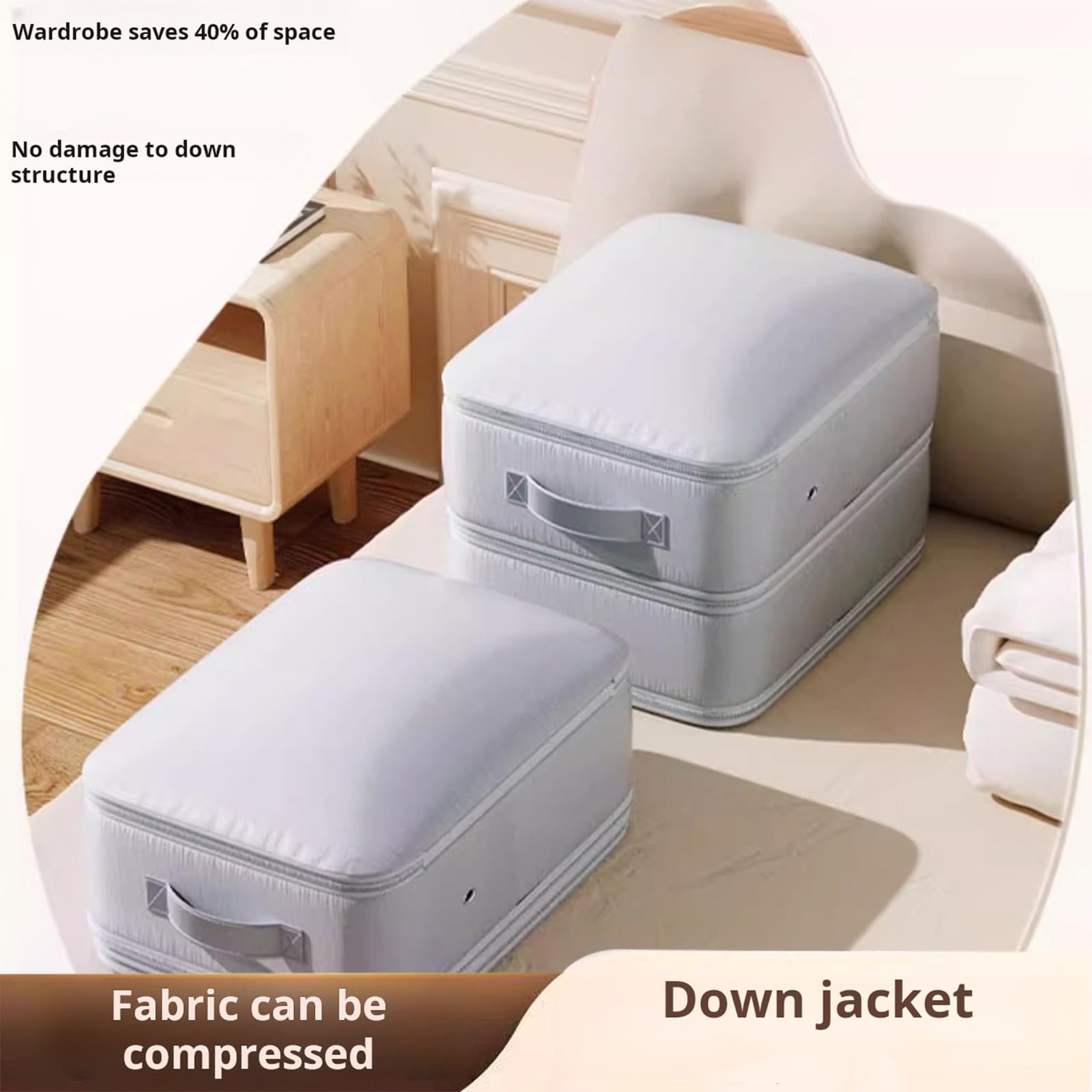4 contenitori per biancheria da letto a doppio strato, capacità 125 l, contenitore organizer per coperte, trapunte, vestiti, piumini, finestra trasparente