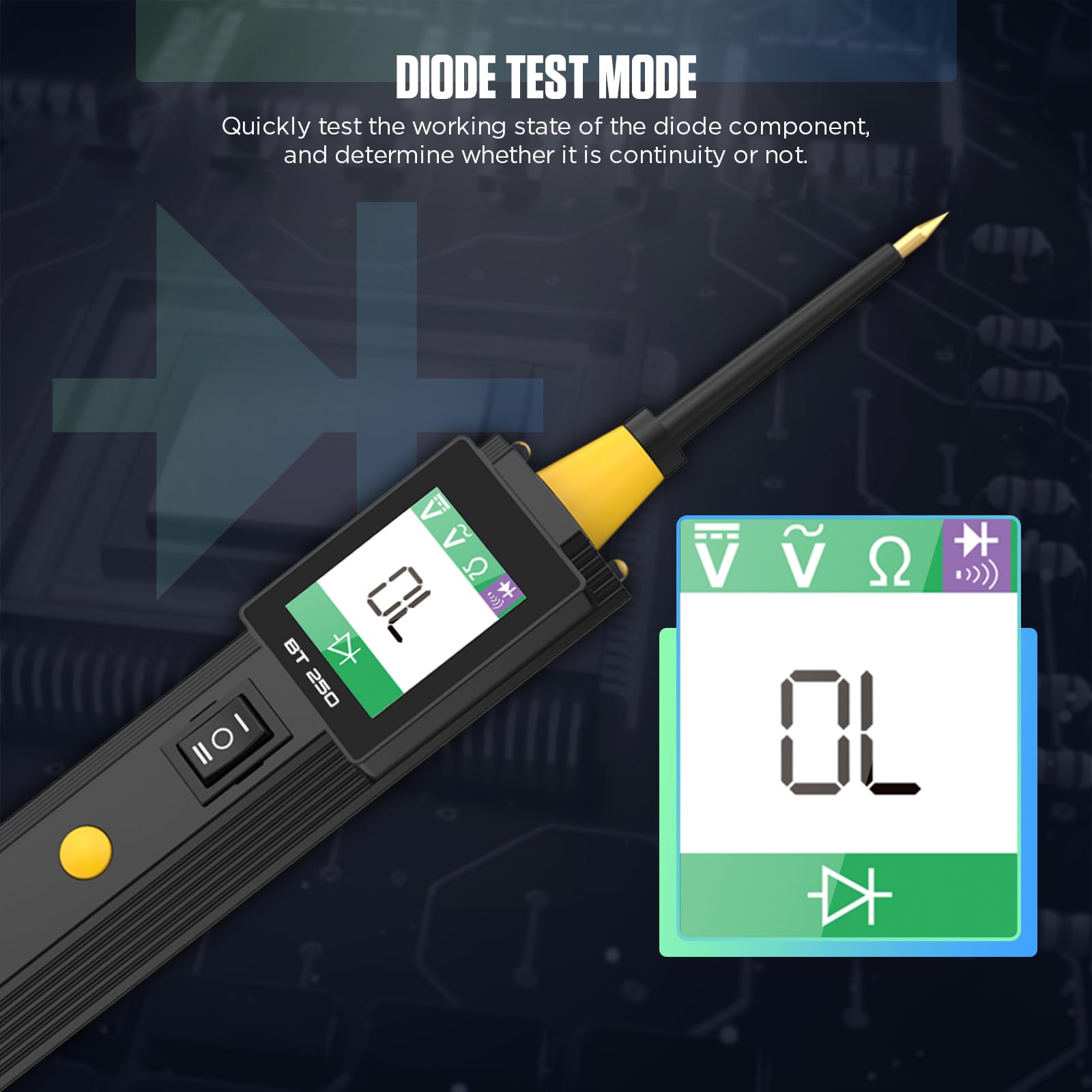 BT250 - Tester per circuito auto, 12 V, 24 V, strumento per sistemi elettrici, rilevatore di luce, tester di tensione AC/DC, multimetro, rilevatore di cortocircuito, tester di sicurezza relè