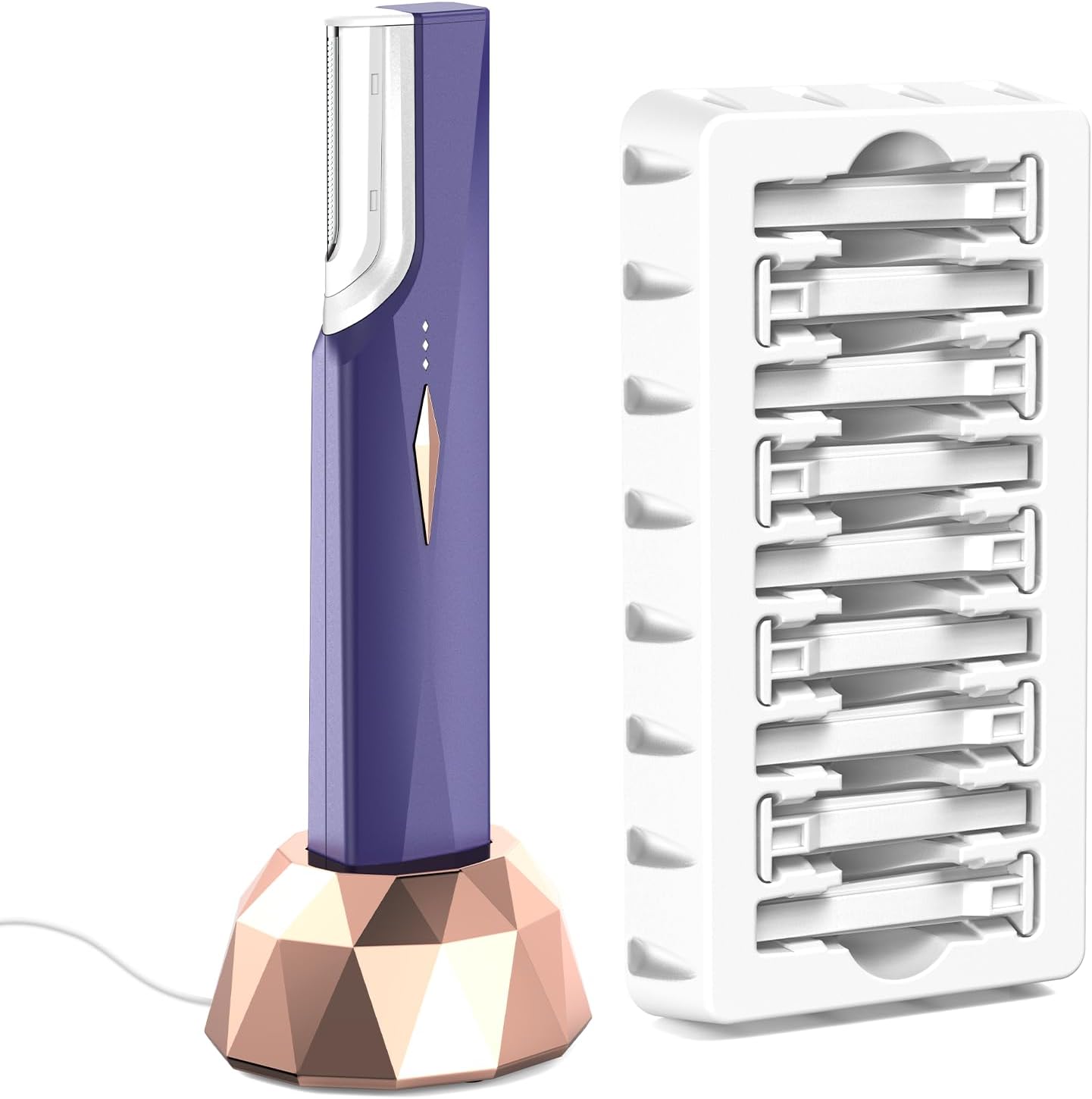 COPCOP Sonic Dermaplane Razor for Women Face, Painless Facial Exfoliation & Peach Fuzz Hair Removal Tool with 10 Upgraded Micro-Mesh Blades, Gentle Dermaplaning, Gift for Mom (Purple)