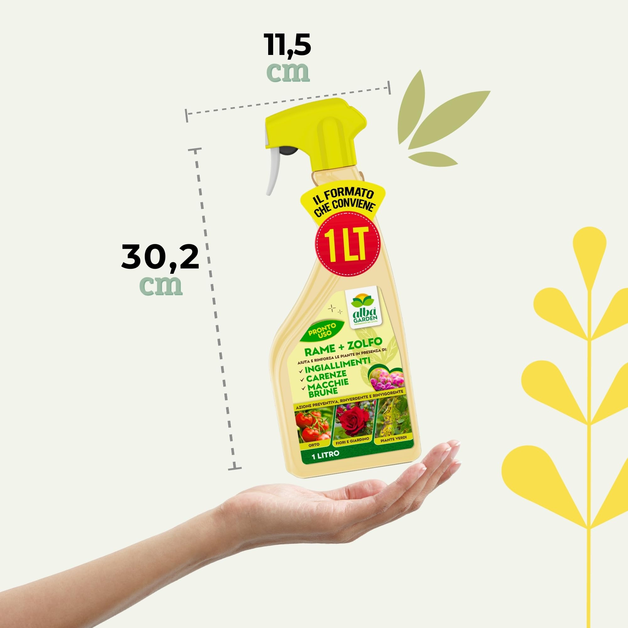 Albagarden Rame Zolfo Spray Fungicida MAXI 1L Concime per Piante