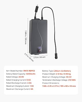 VEVOR Battery Pack for Reclining Furniture, 5000 mAh Rechargeable Recliner Battery, with Universal 2-Pin Connection and LED Display Screen, for Electric Recliner,Sofa,Couch and Lift Chair, NO Charger
