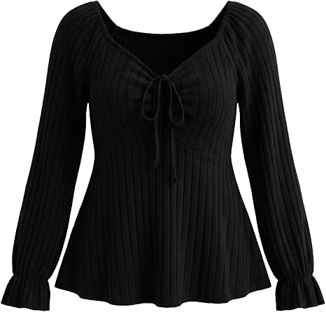 Eytino Plus Size Tops for Curvy Women Sexy Babydoll Shirts 1X-5X
