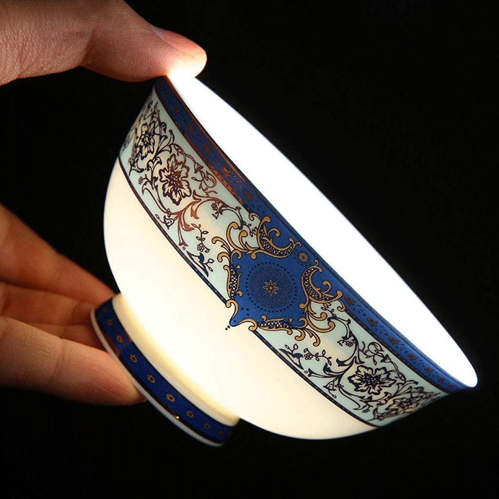 SAeWare Juego de vajilla de cerámica con 55 piezas/cuenco/olla de sopa/cuchara, vajilla de porcelana de hueso, juego de combinación de porcelana con patrón de jardín azul