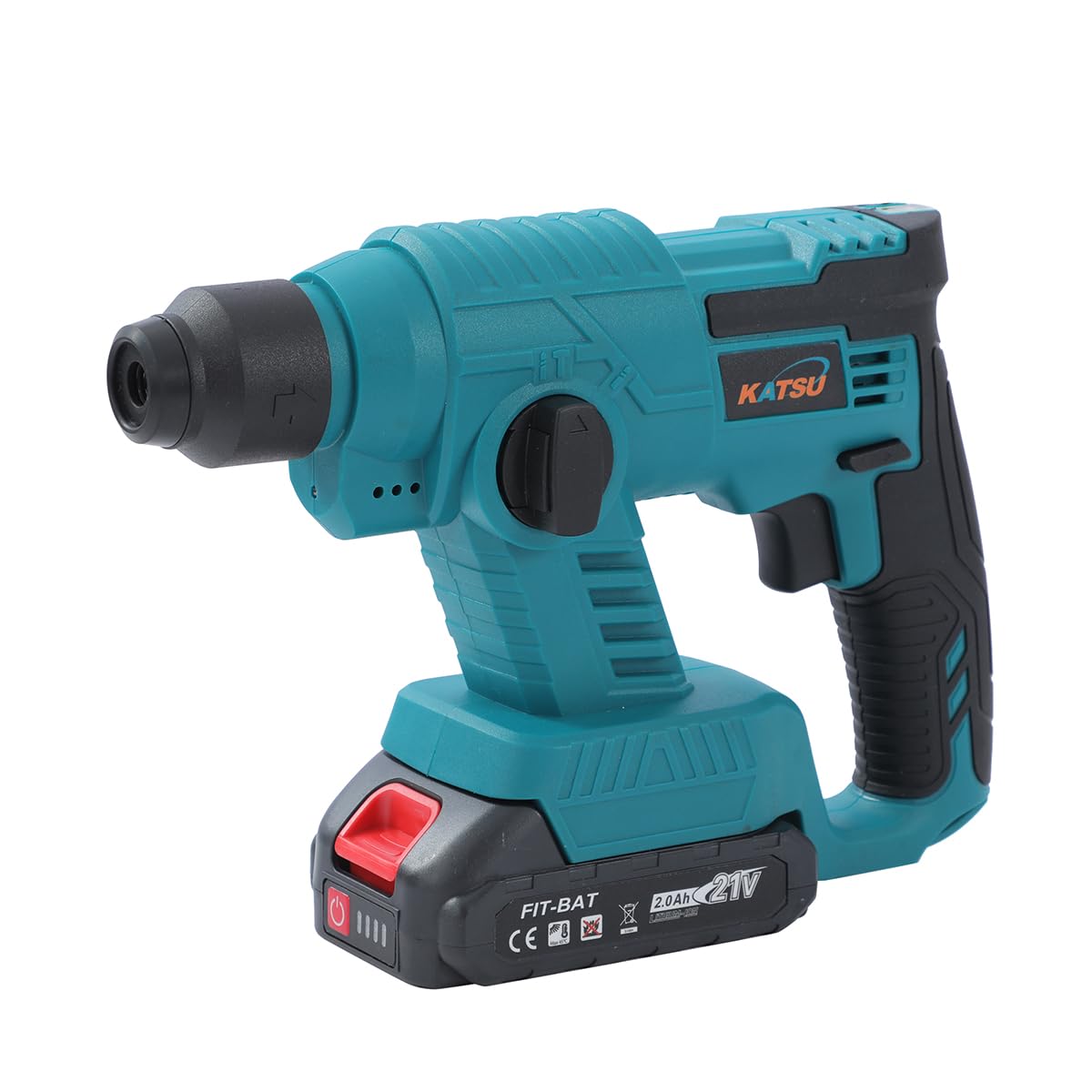 KATSU FIT-BAT 21V Marteau Perforateur sans Fil avec 2 x 1,5Ah Batterie et Chargeur, SDS Perceuse à Percussion Rotative pour Perçage du Béton, de l'Acier et du Bois (Budget)