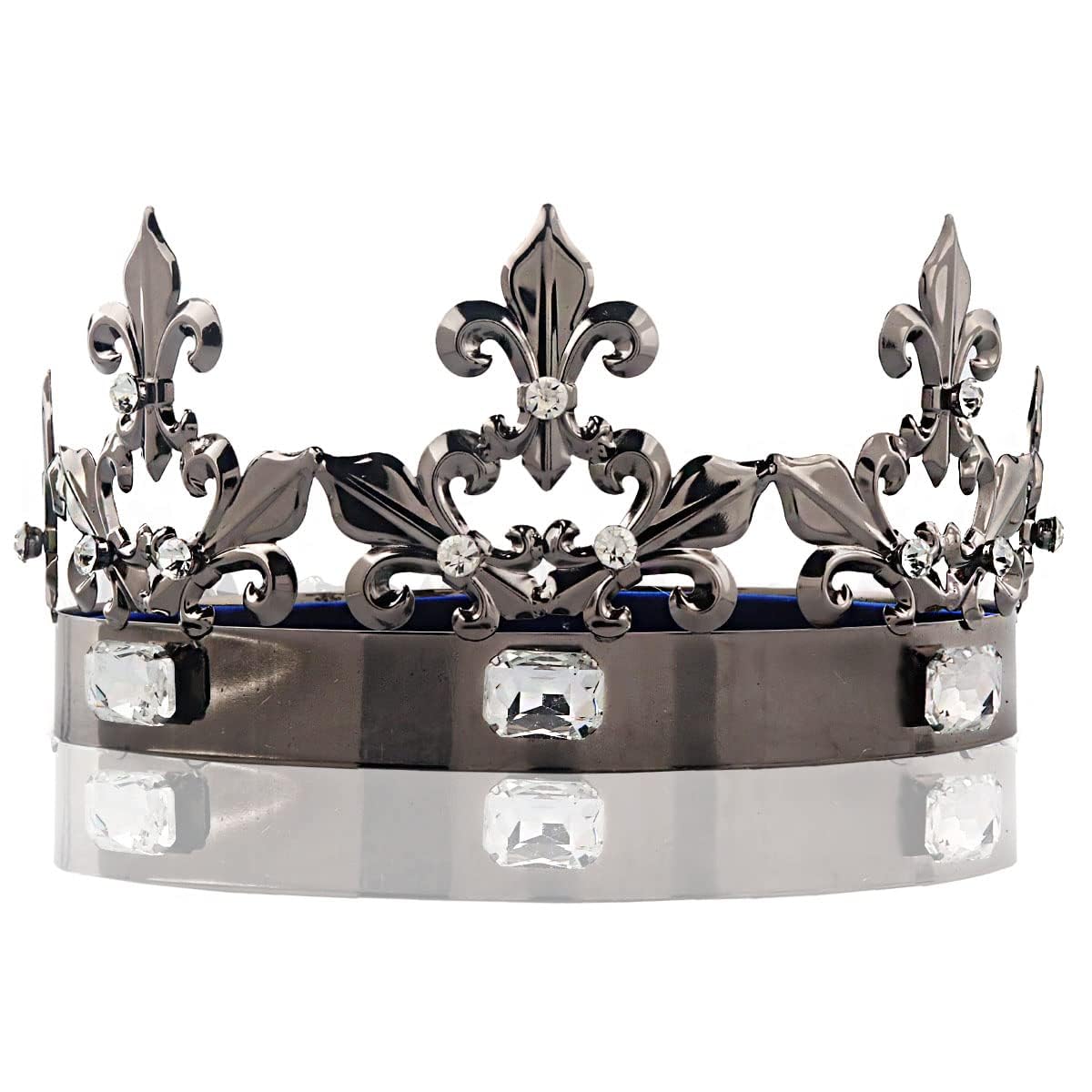Rey Reina Real Barroco Negro Príncipe Corona Redonda Accesorios para el Cabello Para Fiesta de Disfraces Halloween Desfile Boda
