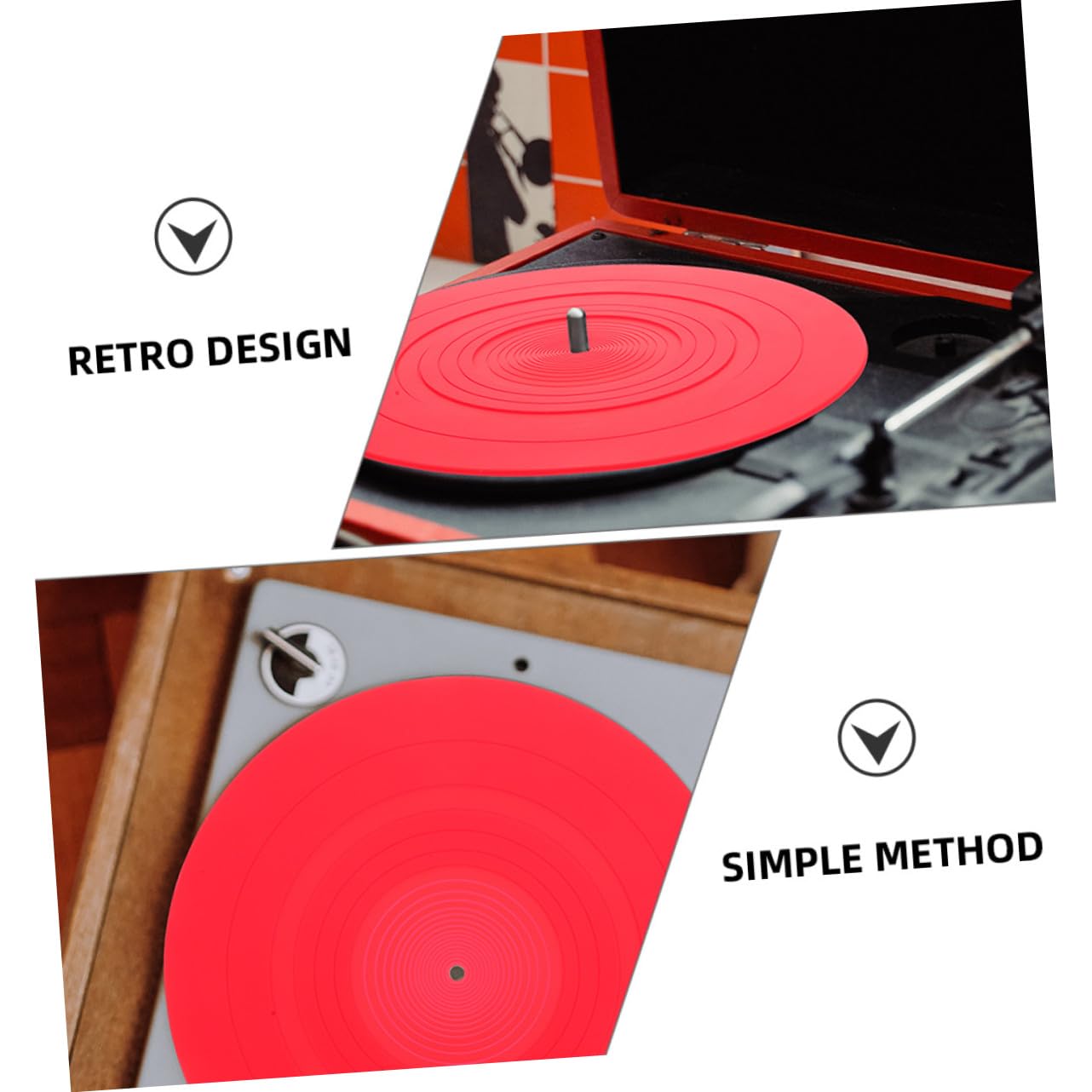 BESPORTBLE 2 Pezzi Tappetini Antistatici in Silicone Rosso per Giradischi Vinile, Protezione Dischi e Stabilità Durante L'ascolto Dj