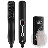 Beard Straightener Comb for Men - Upgraded Professional Electric Mens Beard Straightening Heated Brush Portable Anti-Scald 5 Adjustable...