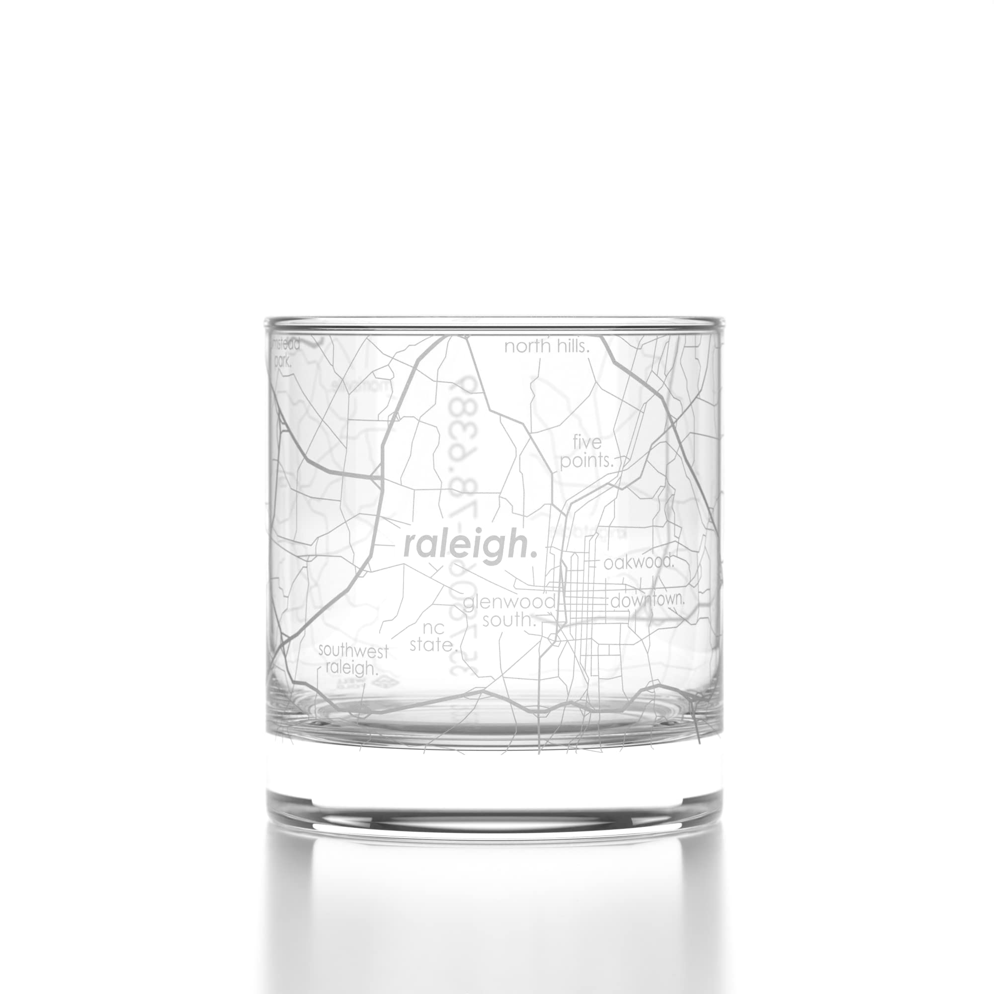 Well Told Engraved Raleigh North Carolina Map Rocks Glass