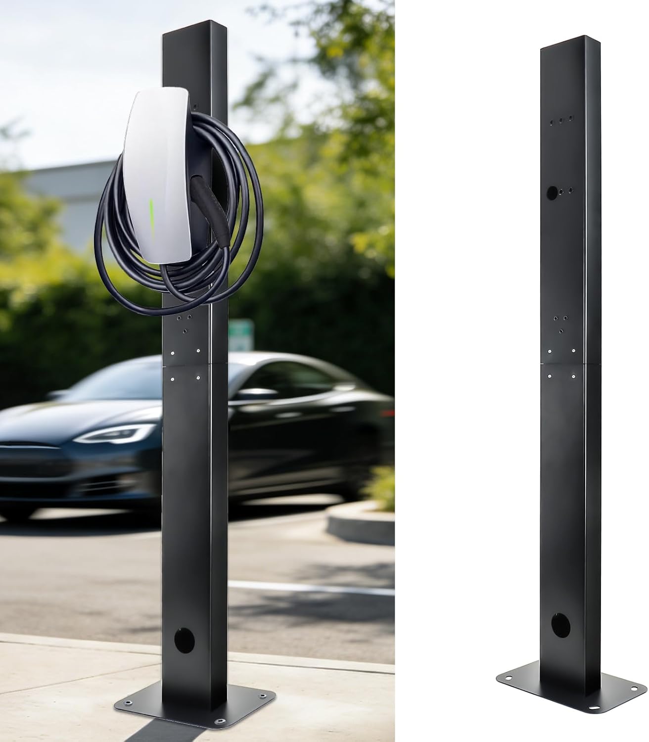 GearUp EV Charger Pedestal Compatible with Tesla Entire Range Mobile Connector & J1772 Outdoor Charge Station Stand