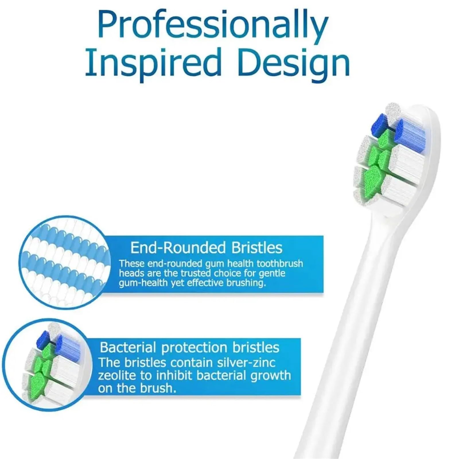 Testine di ricambio, compatibile con Philips, 1100 2100 4100 5100 | HX6211 HX6213 HX6220 HX6231 HX6234 HX6235 HX6250 HX6263 HX6275(16pcs Black)