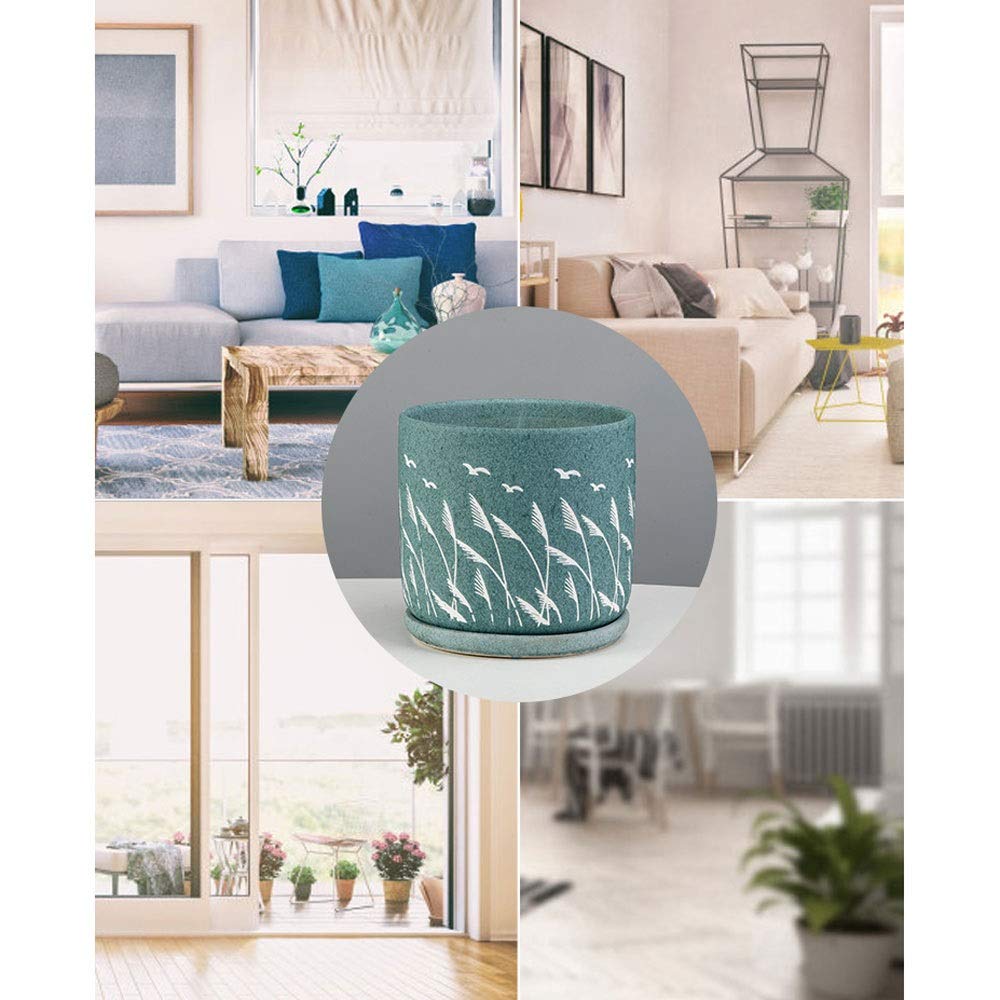 Ceramiczna doniczka na kwiaty kreatywna bardzo duża zielona doniczka na rośliny orchidea bonsai balkon do wewnątrz doniczka na sukulenty z tacą bonsai doniczka na kwiaty zielona roślina stojak na rośliny doniczki