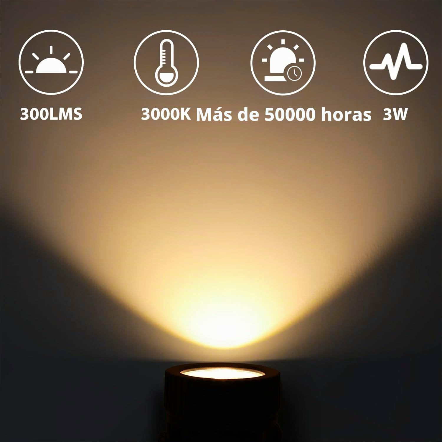 3W Foco LED interiores blanco cálido COB Con pica de tierra interruptor manual Foco para plantas de interior 3000K 300LM IP20 con cable de 1,8m con enchufe para Paisaje, Árboles, Plantas, Césped
