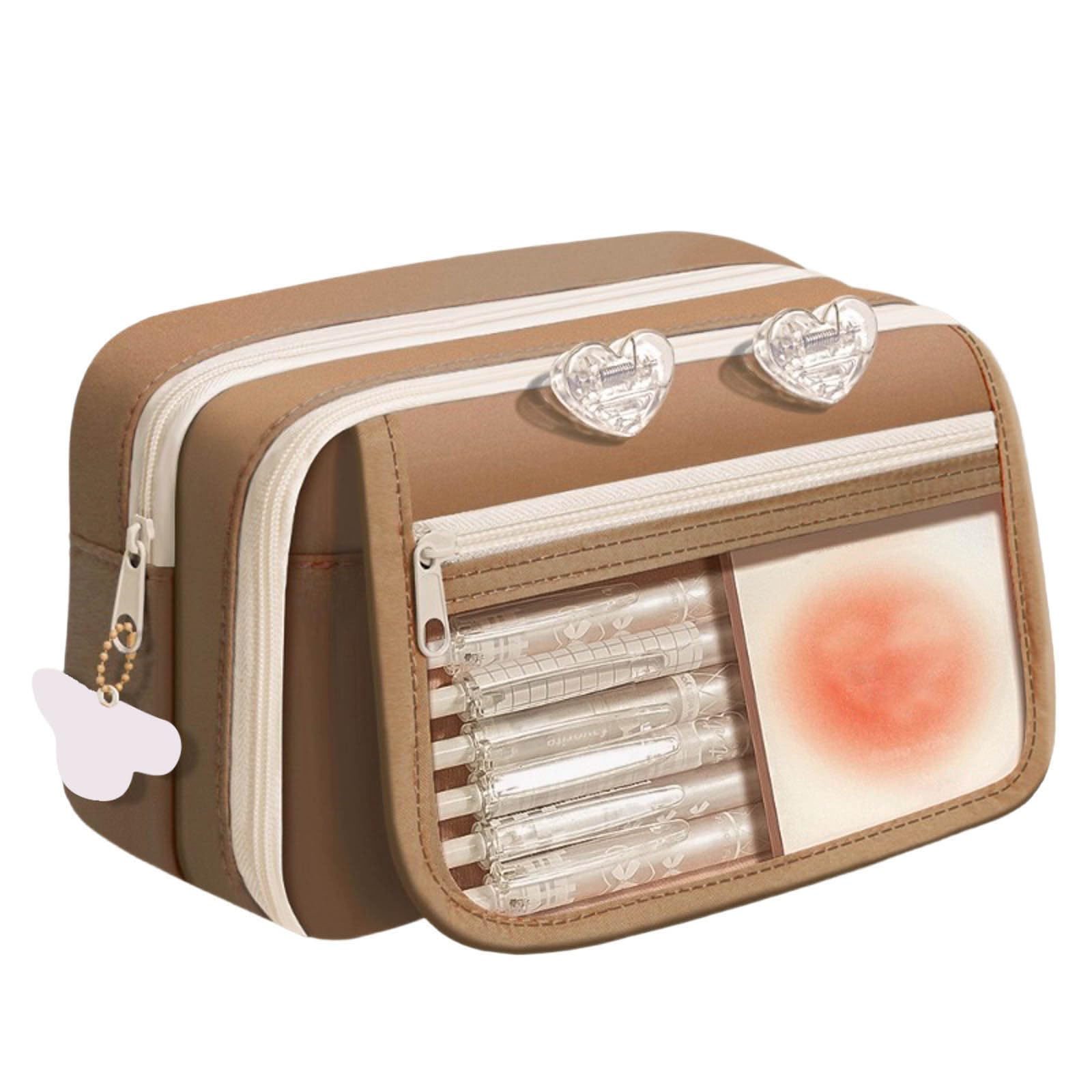 Girls Pencil Case with Compartments, Large Capacity Pouch Secondary School Stationery Organizer Cute Special Aesthetic Pencilcase Big Compartment Fabric Stationary