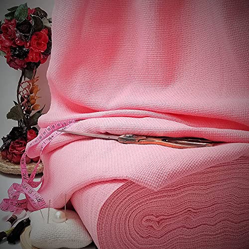 Image of M Fabrics 3 Meters Pink Aida Matty Fabric 8 Count 34 Inch Width | Cotton Cross Stitch Embroidery Cloth Soft Needlework Fabric for Cushion Covers Table Covers Craft Sewing - 3 Meters Pink