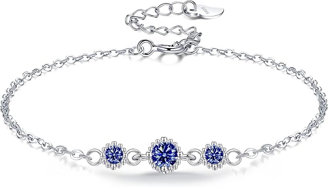 VANSZA Silver Bracelet For Women 925 Sterling Silver With Sparkling 3 Zirconia Diamond,Bracelets For Ladies Girls Wife | Jewellery Gifts for Her