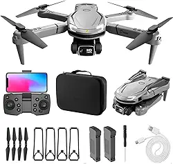 Drones V88 com câmera, vídeos 4K HDR, 45 minutos de voo com 2 baterias, mini drone de 250g do tamanho da palma da mão para iniciantes e adultos, retorno inteligente, siga-me, voo em círculo, voo por toque, transmissão WiFi (Cinza)