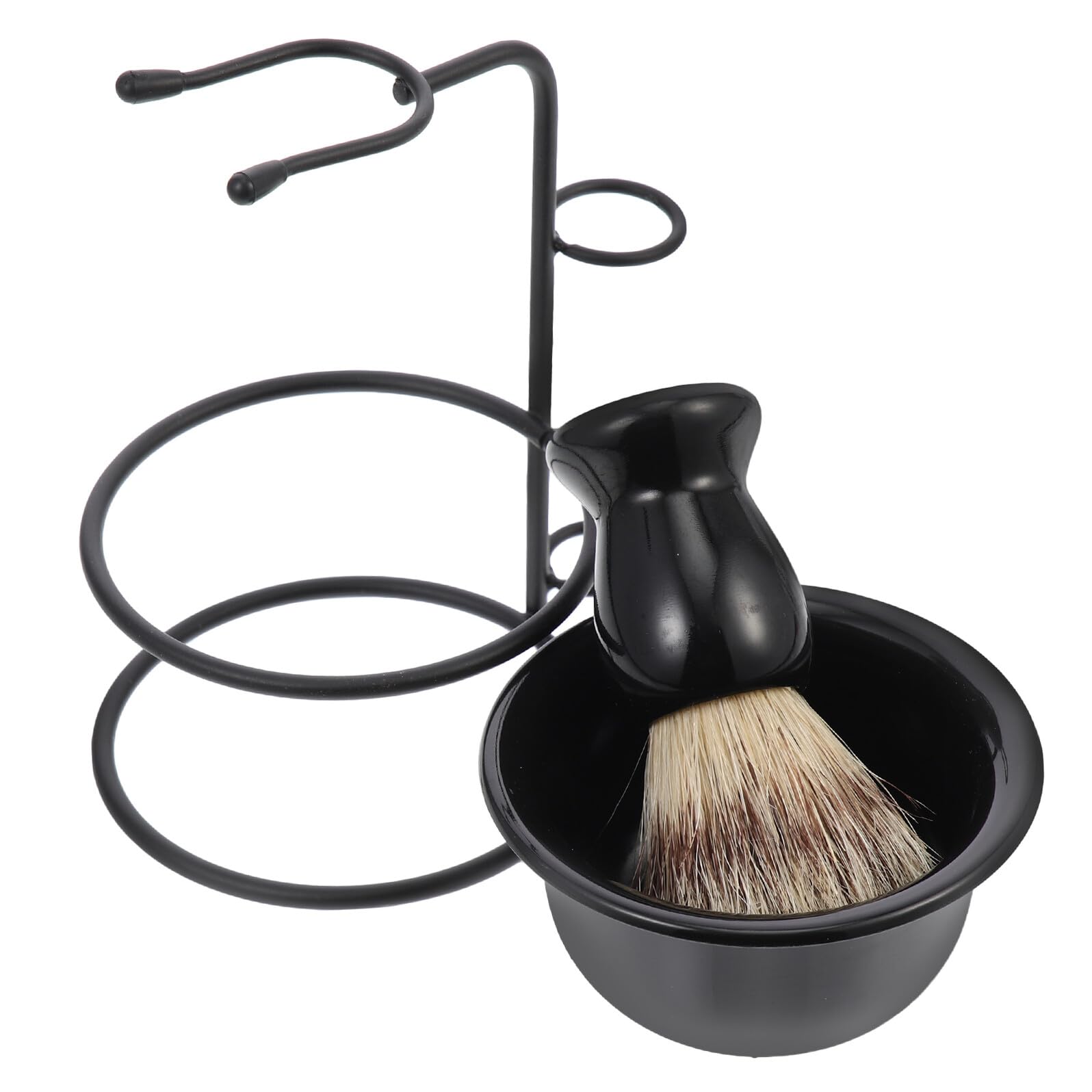 Kit Cuidado de Barba para Hombre Brocha de Afeitar Negra y Cuenco Profesional, Acero Inoxidable y Abs, Diseño Retro, y Fácil de Transportar