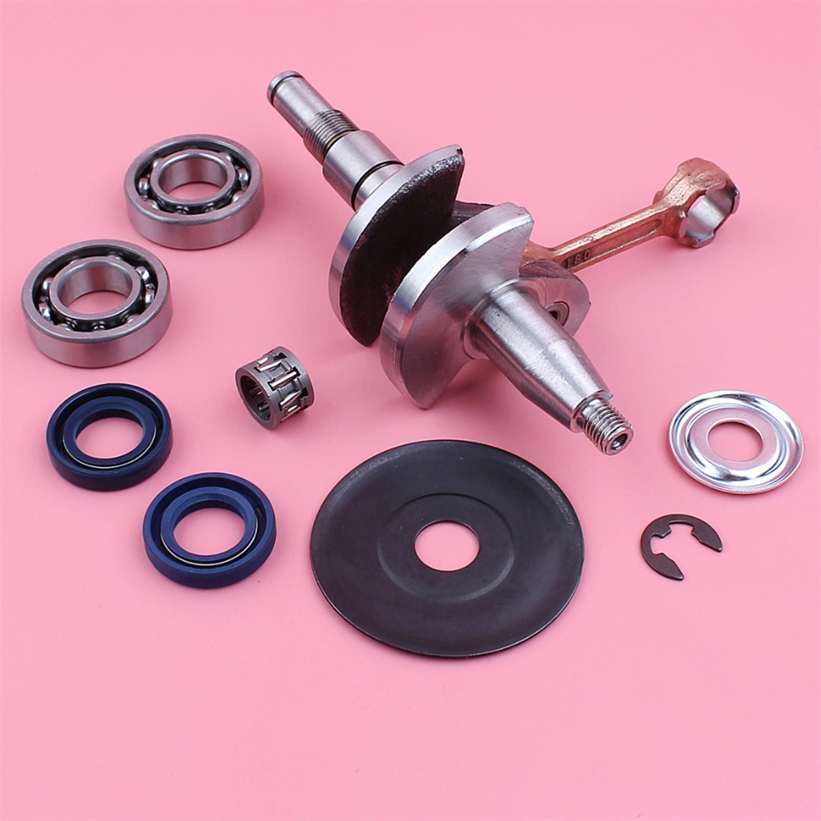 Cigüeñal de 10 mm, for STIHL MS180 018 MS 180, cojinete de manivela, sello de aceite, cojinete de aguja, arandela, pieza de repuesto for motosierra Kit de sello de aceite para motosierra