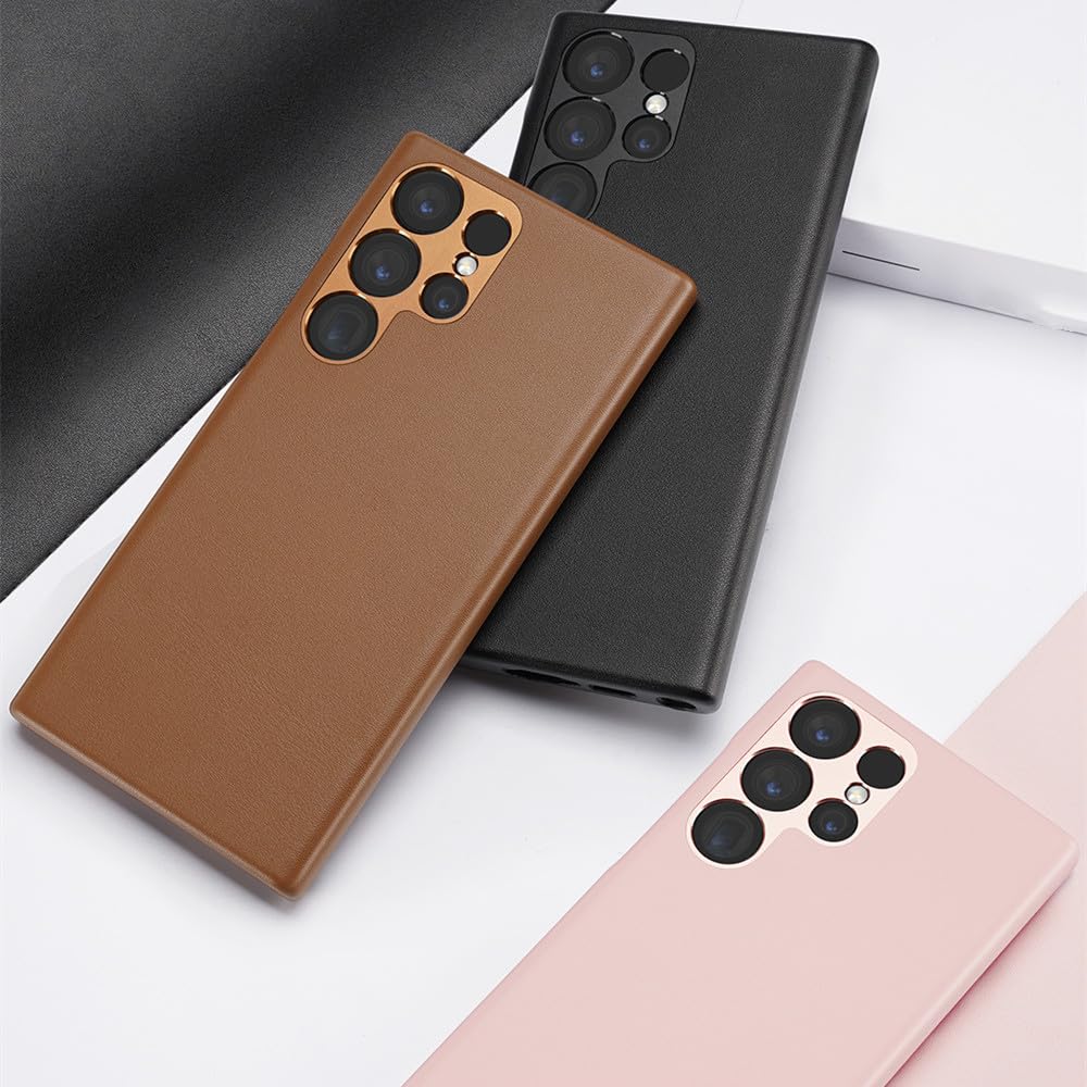 pour Samsung Galaxy S23 Ultra Coque, Mince en Cuir Pleine Enveloppe pour Galaxy S23 Plus Coque Antichoc Écran Surélevé Protection D'objectif D'appareil Photo,Noir,pour Galaxy S23 Plus