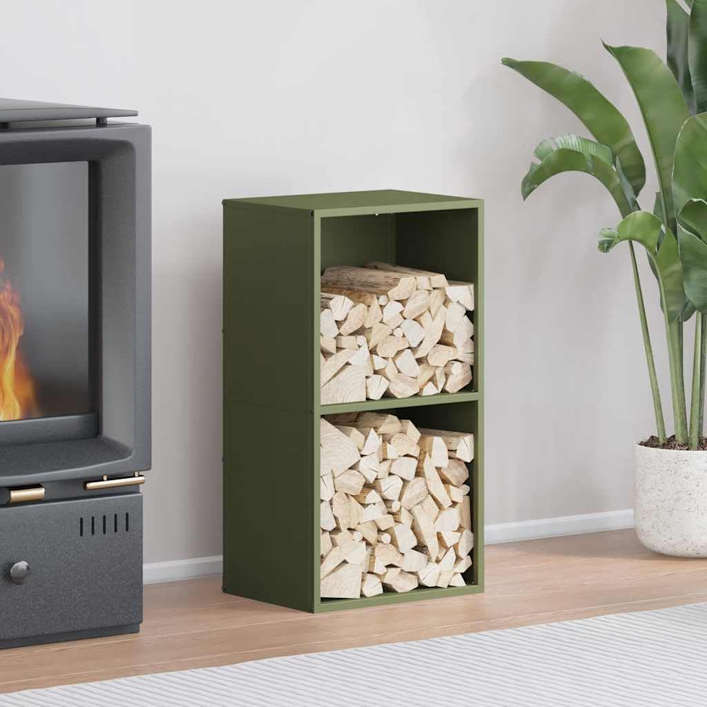 Genérico Leñero Verde Oliva 40x30x75 cm Acero Laminado en frío,Casa y jardín,Accesorios para hornos de leña y chimeneas,Bolsas y Soportes de leña-864194