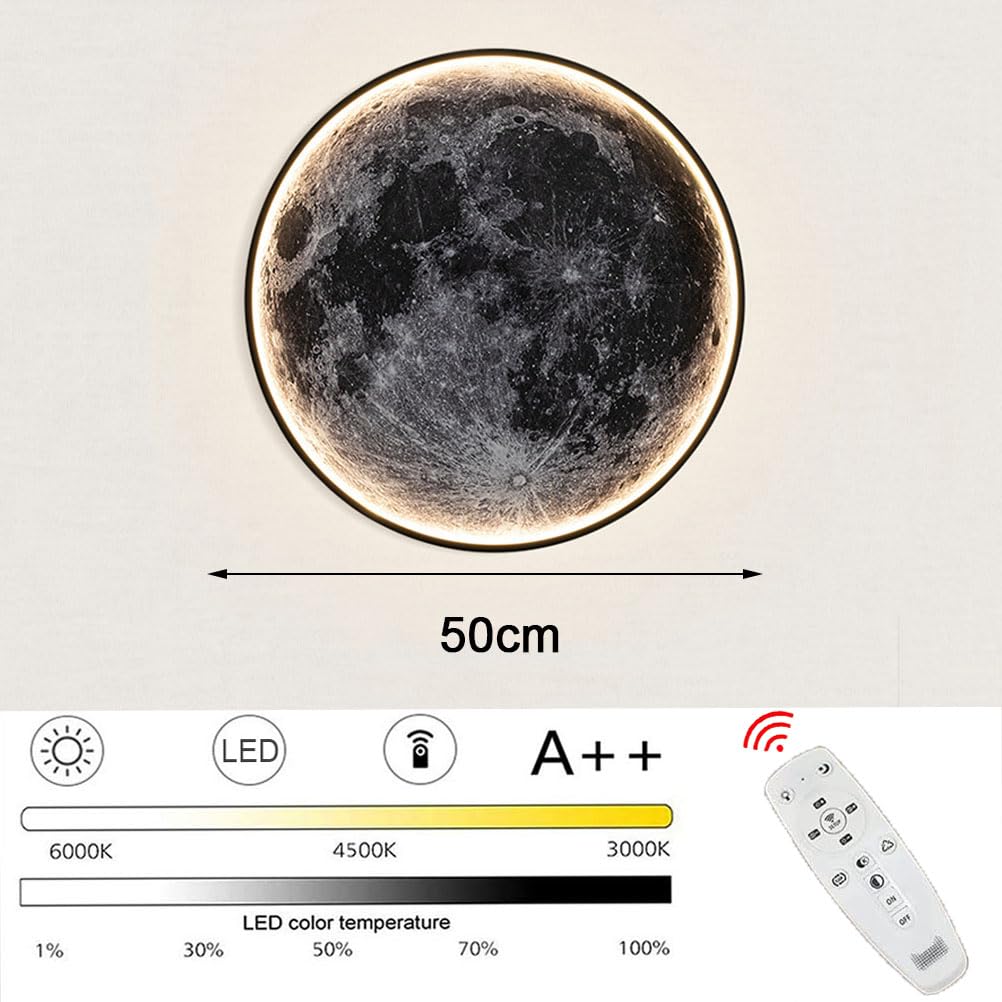 Lampa ścienna LED z możliwością przyciemniania w kształcie księżyca do wnętrz z przełącznikiem 3D przewodowa lampka nocna lampa do salonu sypialni lampa sufitowa