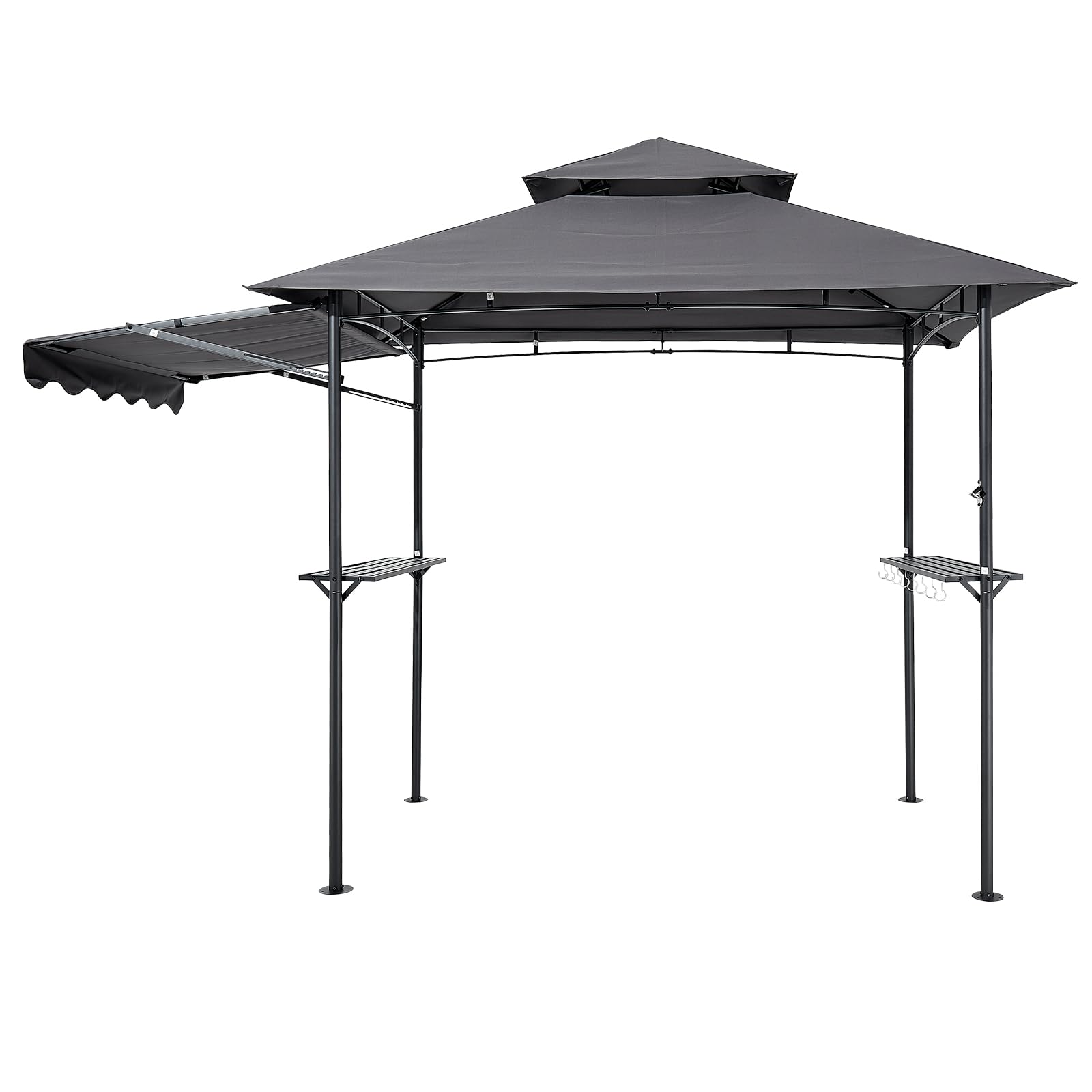 VEVOR Gazebo per Barbecue 243x150 cm, Tenda Gazebo per Barbecue da Esterno con Tettoia, Tetto a 2 Livelli, Copertura per BBQ da Giardino in Acciaio Verniciato a Polvere, per Grigliate, Feste, Picnic