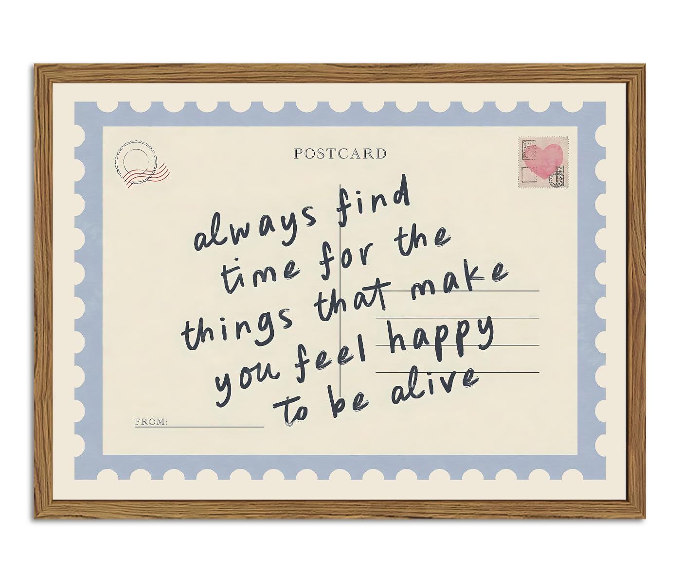 Vintage Inspirational Quotes Wall Art, Trendy Postcard Wall Decor Painting Always Find Time Affirmation Sign Canvas Poster Prints Picture for Living Room Bedroo