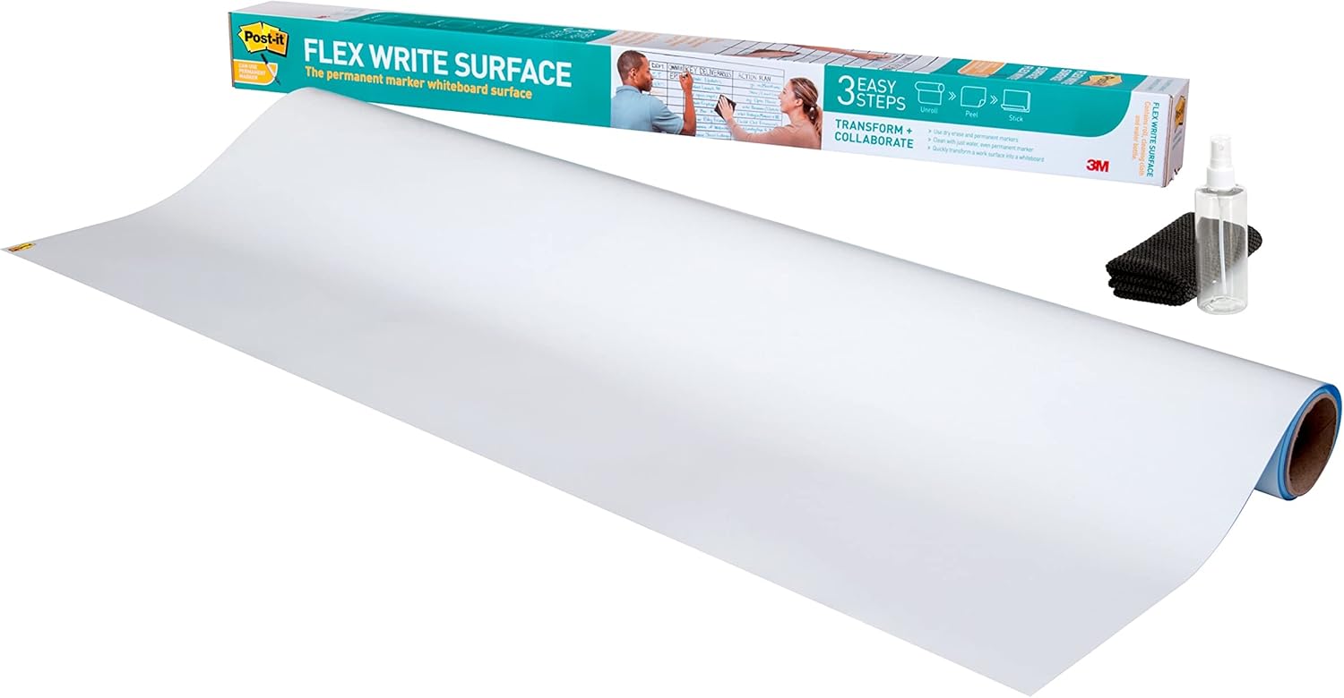 Postit Flex Write Surface, 4 ft x 3 ft, White Dry Erase