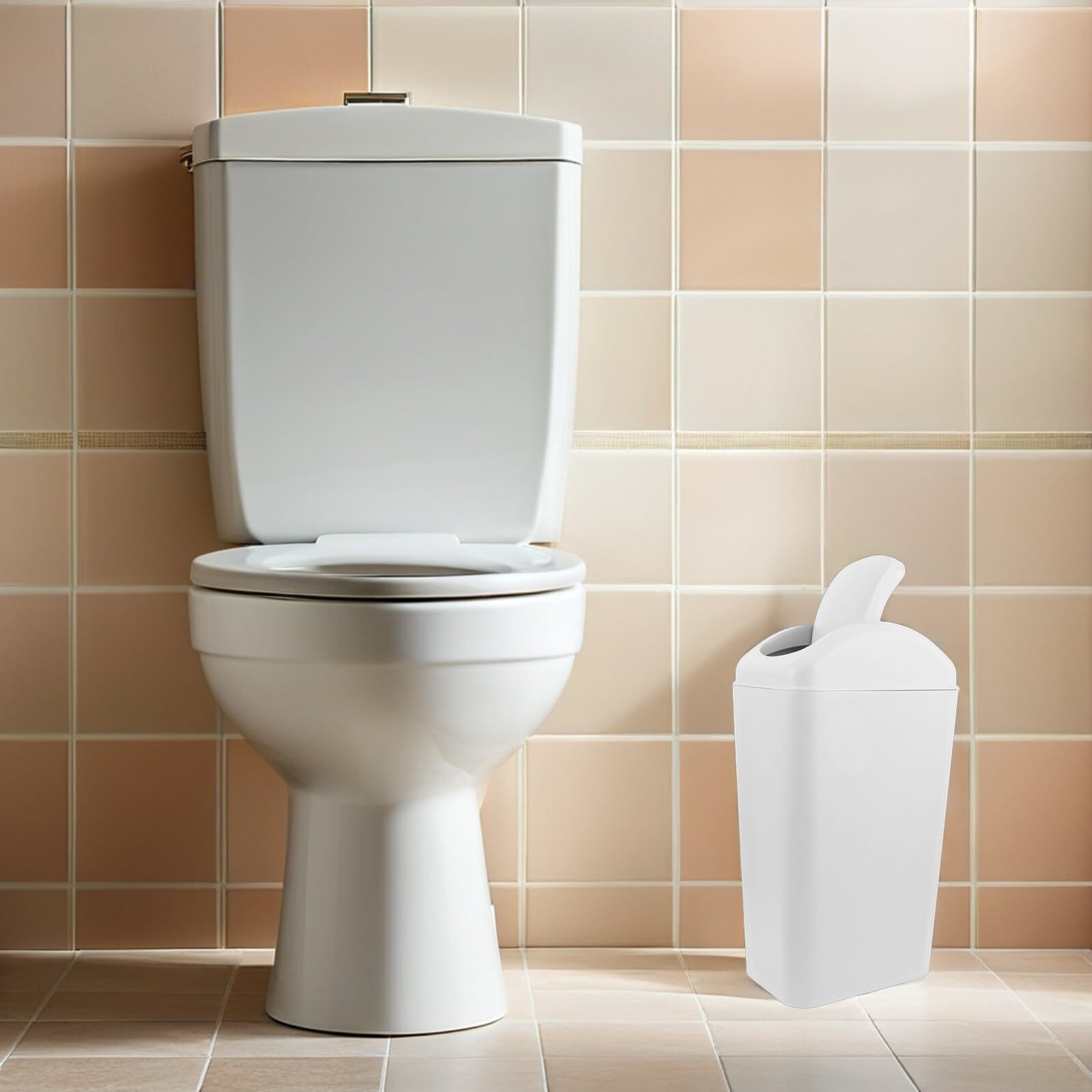 Plastik mülleimer mit Schwingdeckel Schmaler Abfalleimer für Enge Räume unter Spüle oder Schrank Langlebiger Kunststoff Geruchsneutral für Bad Wc Küche und Schlafzimmer