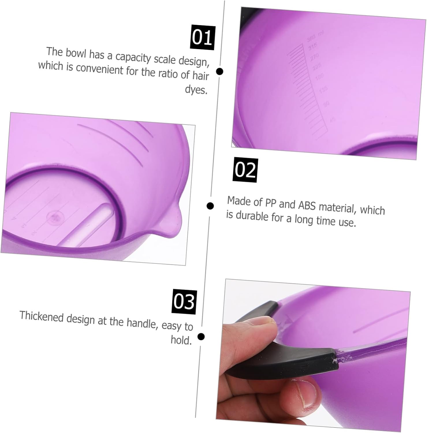 5Pcs Hair Dye Mixing Bowls with Handle Durable Color Bowls for DIY Hair Dyeing Easy to Clean for Salon and Home Use Non Staining Design for Hair Color Mixing