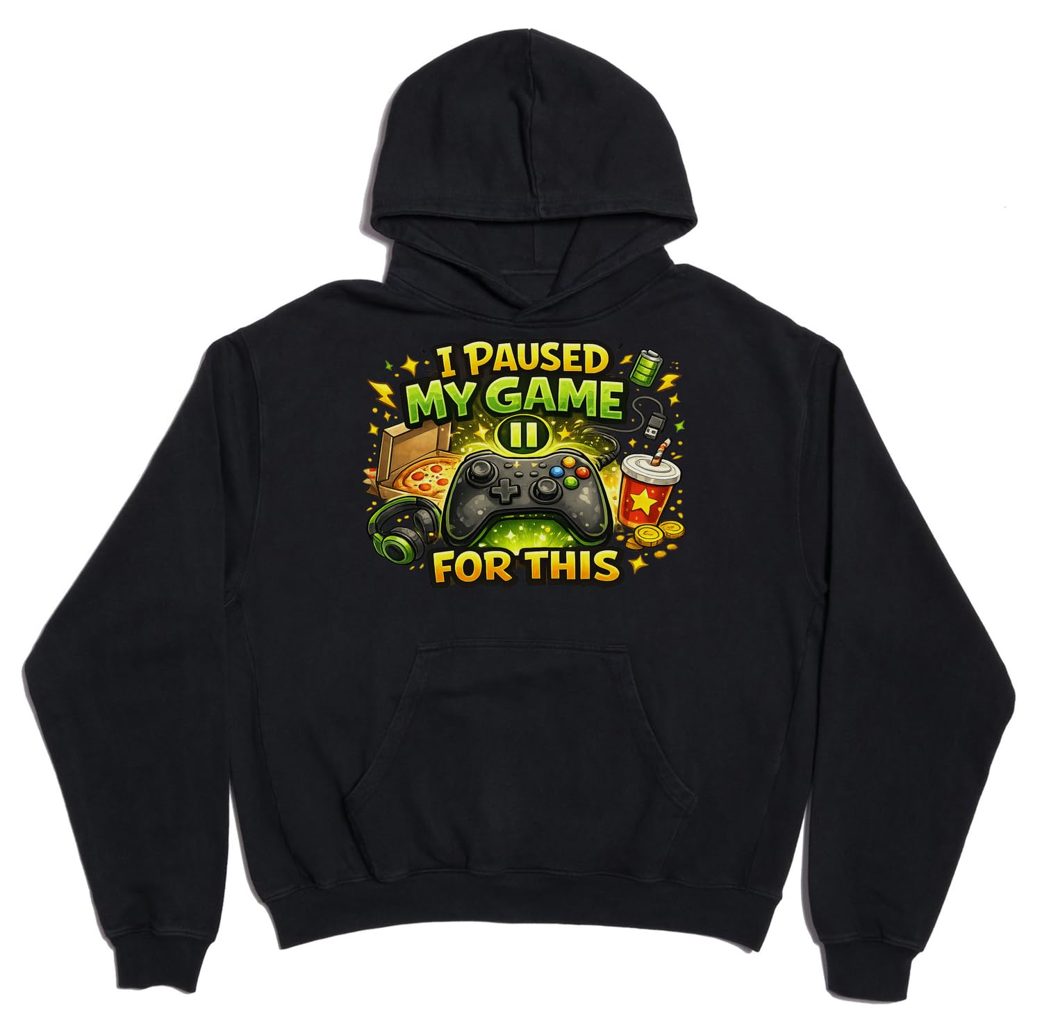 Wstrzymana gra na przerwę na przekąskę unisex oversize ciężka mieszanka bawełny bluza z kapturem czarna