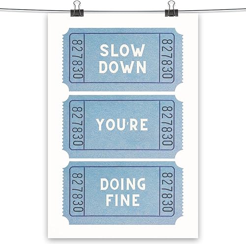 Miniatura 3 de Póster retro con citas inspiradoras, arte de pared de afirmación diaria azul a la moda, preppy Slow Down You're Doing, impresiones en lienzo fino,