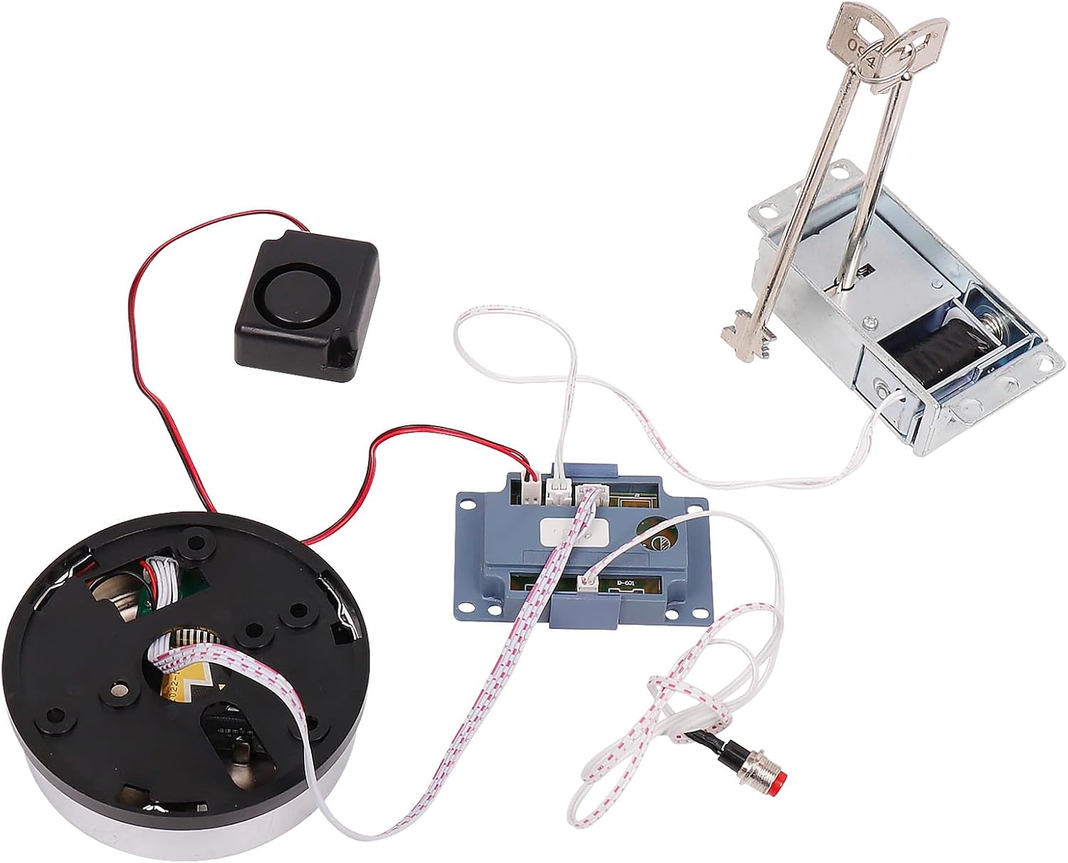 Gun Safe Lock with Solenoid, Saf e Box L ock with 2 Override Keys Chrome Keypad Replacement for Safe Box/Rifle Safe, Included Reset Cable, Circuit Board Lock and Horn - Image 3