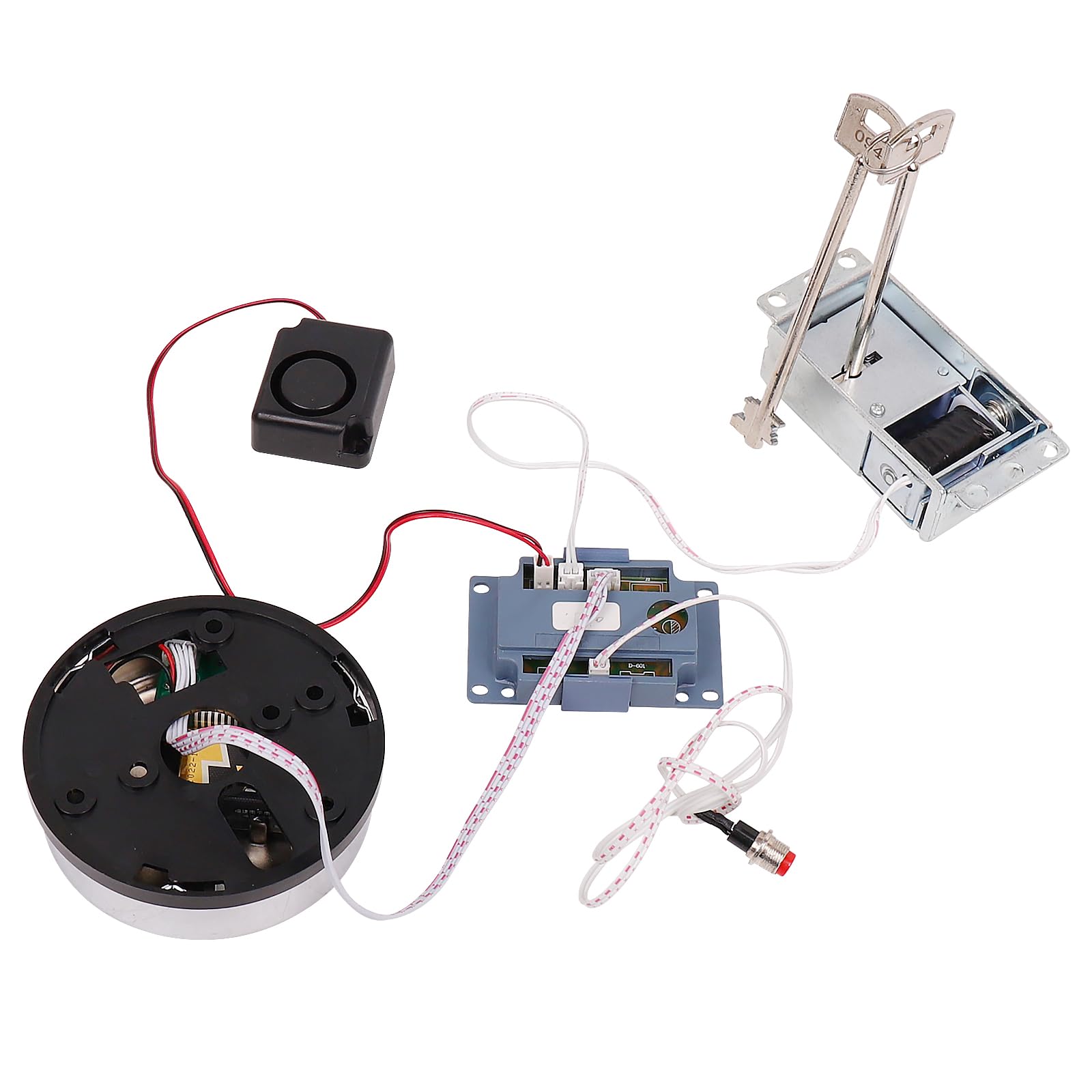 Cerradura de seguridad para pistola con bloqueo solenoide, cerradura de caja de seguridad con 2 llaves de anulación, teclado cromado de repuesto para caja de seguridad/rifle, cable de reinicio