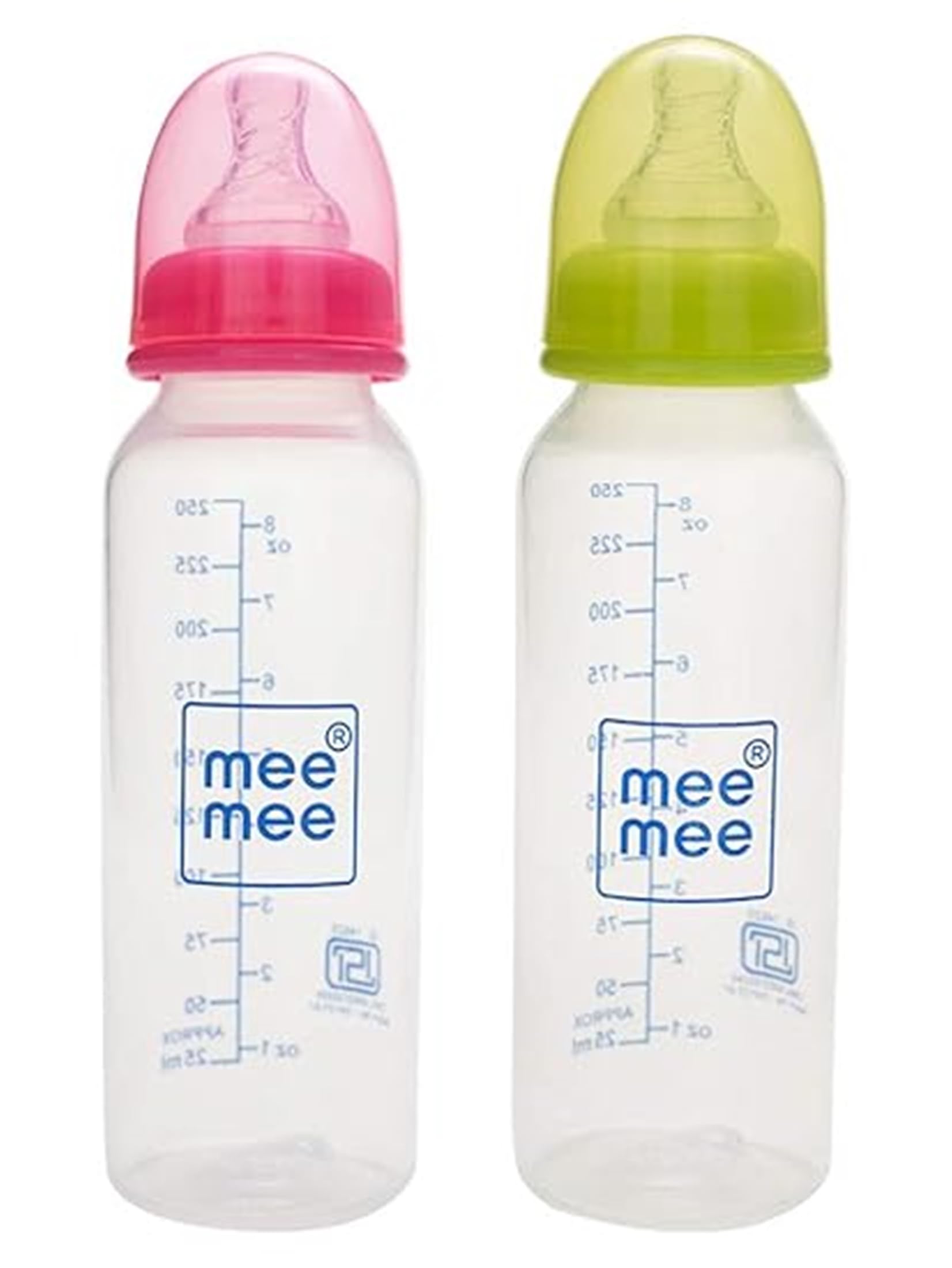 Mee Mee Eazy Flo Premium Anti-Colic Slim/Regular Neck Essential Baby Feeding Bottle| New Born/Infants/Toddler Upto 3 Years| BPA Free (250ml, Plain - Pink/Green Twin)-image-47