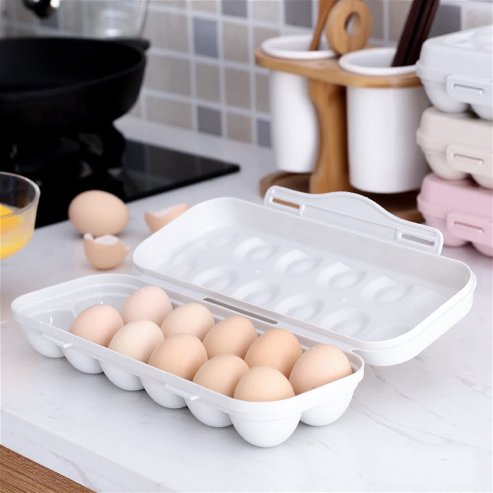 Eierbehälter für Kühlschrank, 12 Gitter, Eieraufbewahrungsbox, Eierablage, Behälter für Küche, Kühlschrank, Eier, Kunststoffspender