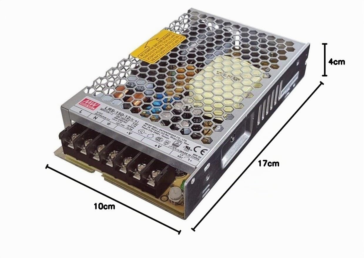 KingLed – MeanWell Transformateur Meanwell LRS-150-12 150W 12V IP20 Bloc d'alimentation transformateur pour Bande LED – code. 1986
