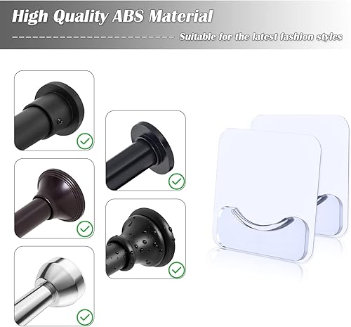 Miniatura 3 de Soporte adhesivo para barra de cortina de ducha, 4 soportes para barra de tensión, sin taladrar, retenedor de barra invisible, soporte de montaje en