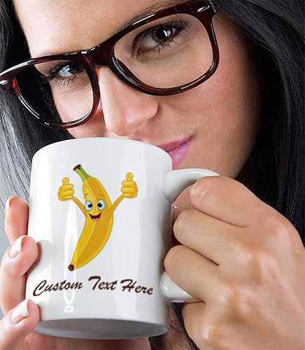 Miniatura 5 de Taza de café divertida personalizada Taza de café Plátano con manos y cara Taza de té de cerámica blanca 11 onzas Texto personalizado aquí