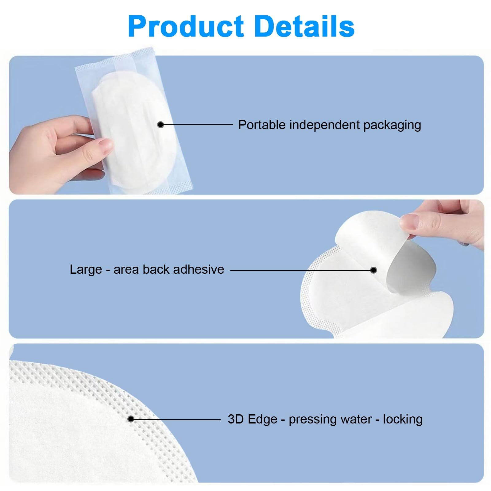Armpit Sweat Pads, 10 Pcs Individually Packaged Underarm Sweat Pads for Women and Men, Comfortable Unflavored, Non Visible, Large Area Back Adhesive, Disposa