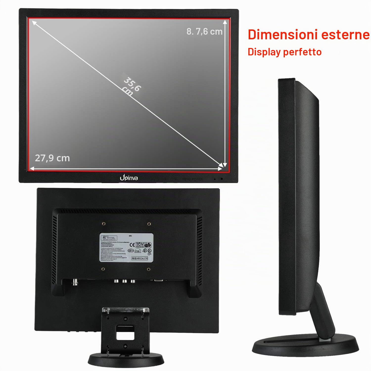 Monitor da 14 pollici Schermo della telecamera di sicurezza Schermo multifunzione HDMI AV BNC Ingresso VGA Interfaccia USB Monitor per computer Risoluzione 1024x768 Altoparlanti integrati